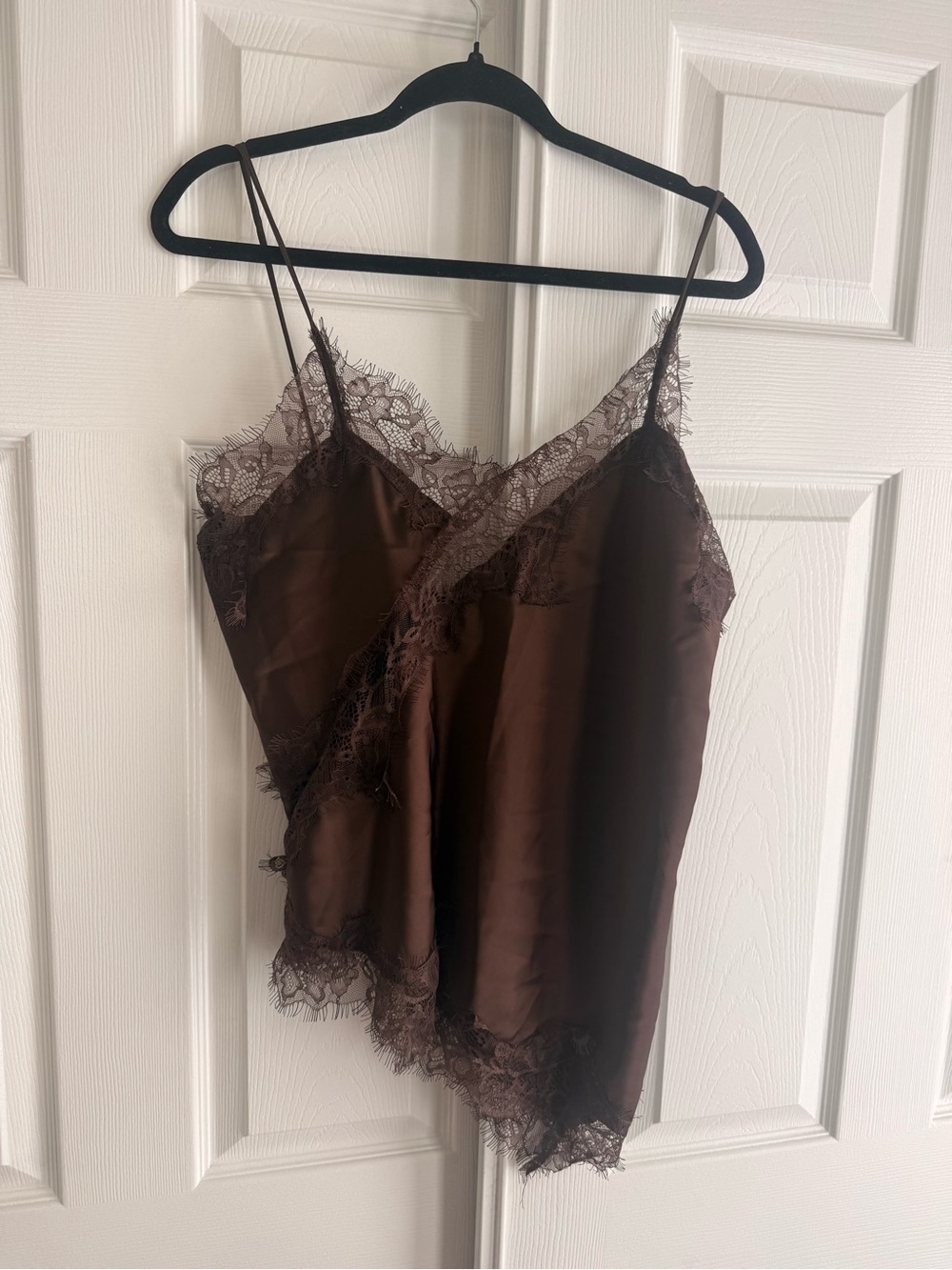 Brown Lace Satin Cami Tank
